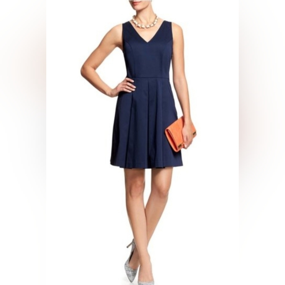 Banana Republic Navy Sleeveless V-Neck Mini Dress
